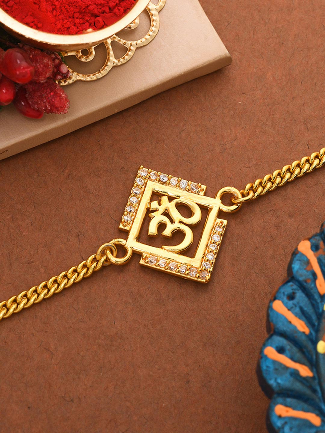 Voylla Gold Tone Auspicious OM Rakhi