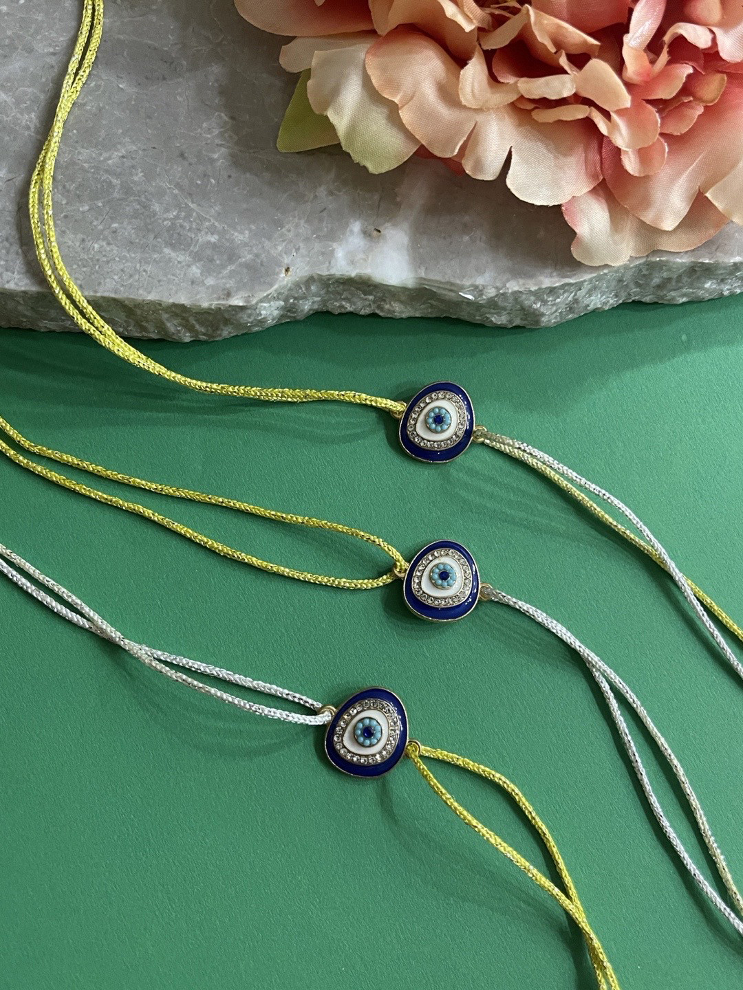 Digital Dress Room Men Pack of 3 Gold-Toned Designed Rakhi