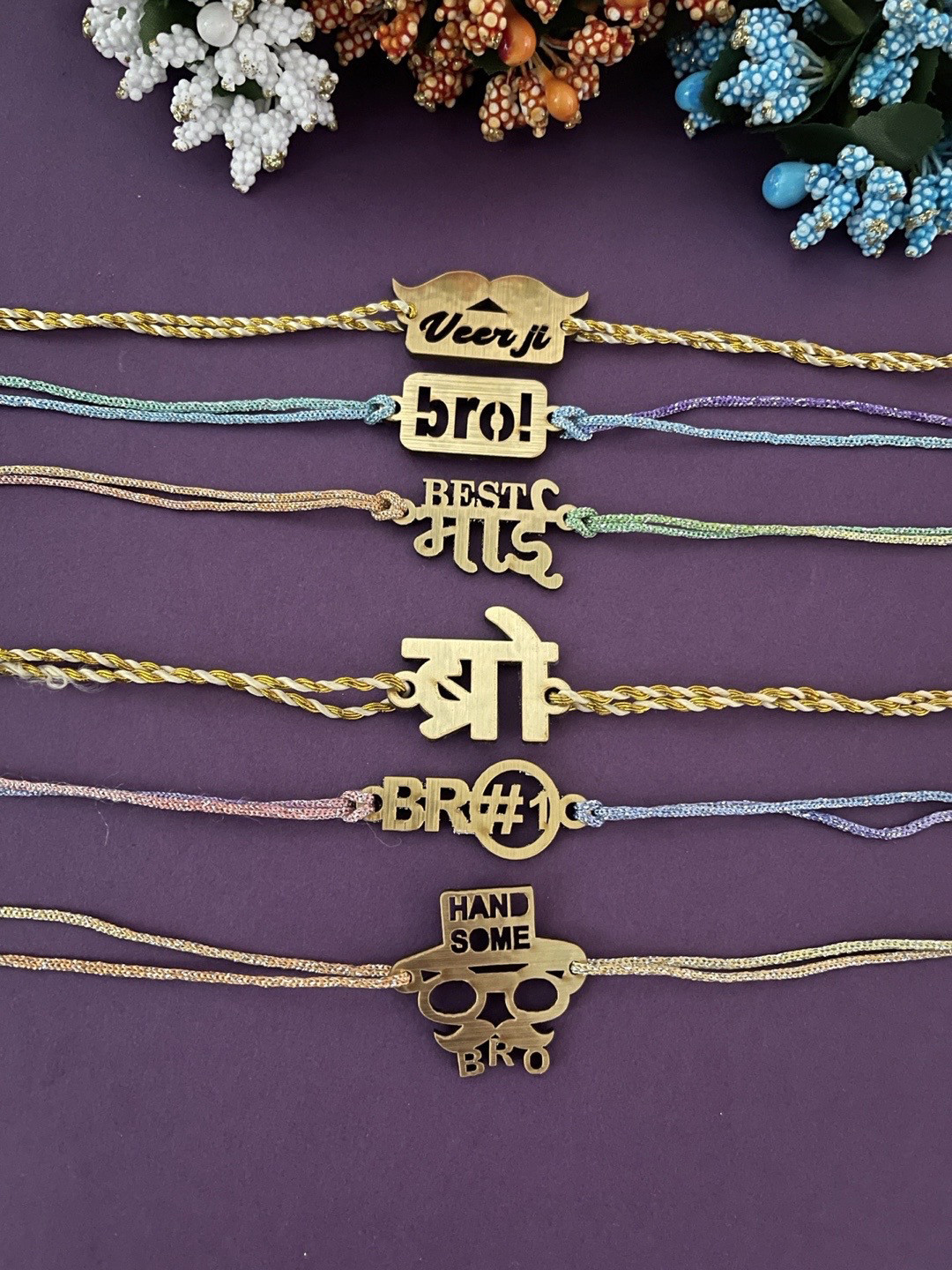 Digital Dress Room Men Set Of 6 Brown Bro-Studded Evil Eye