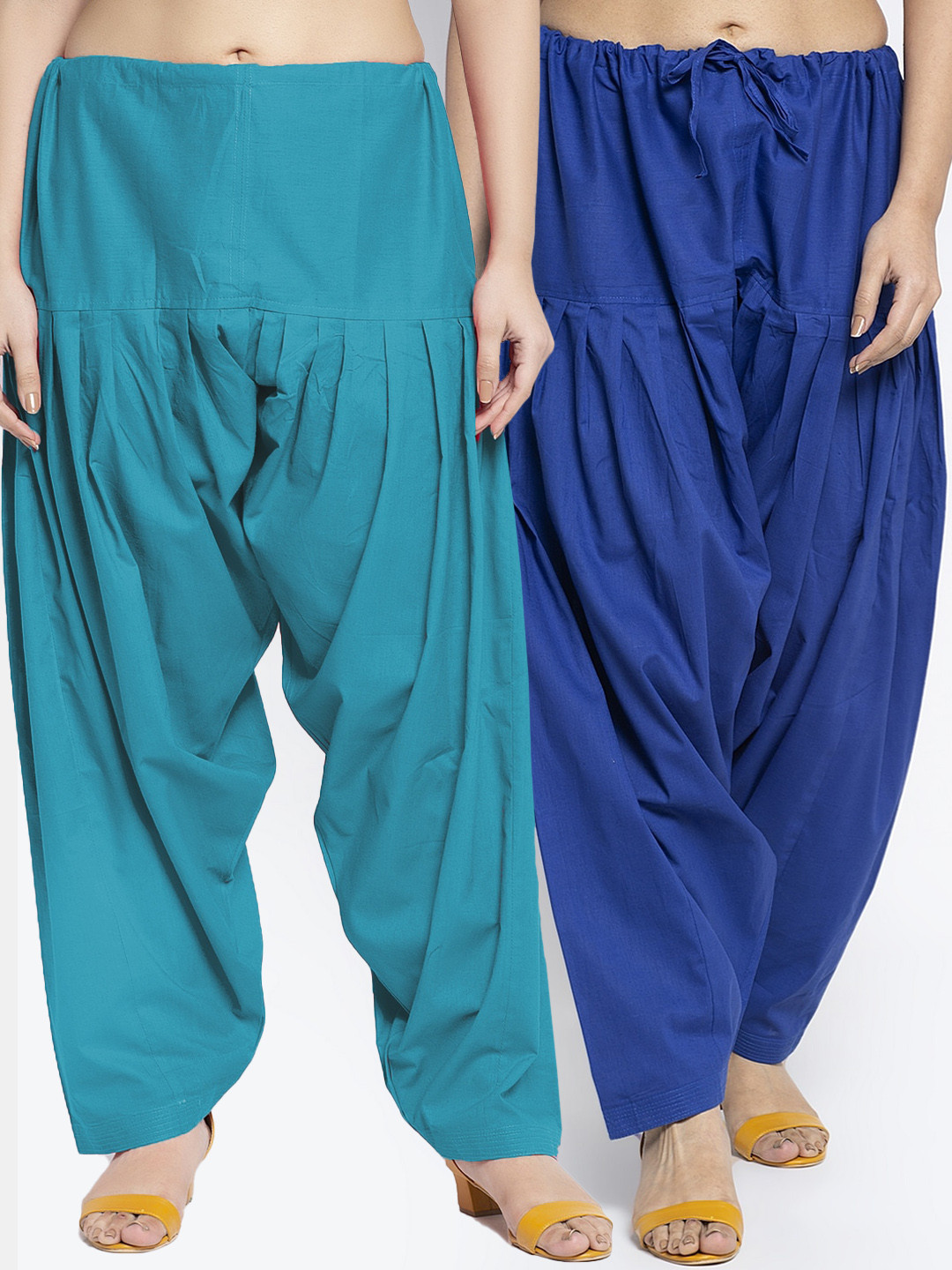 GRACIT Women Pack Of 2 Blue Solid Cotton Patiala Salwar