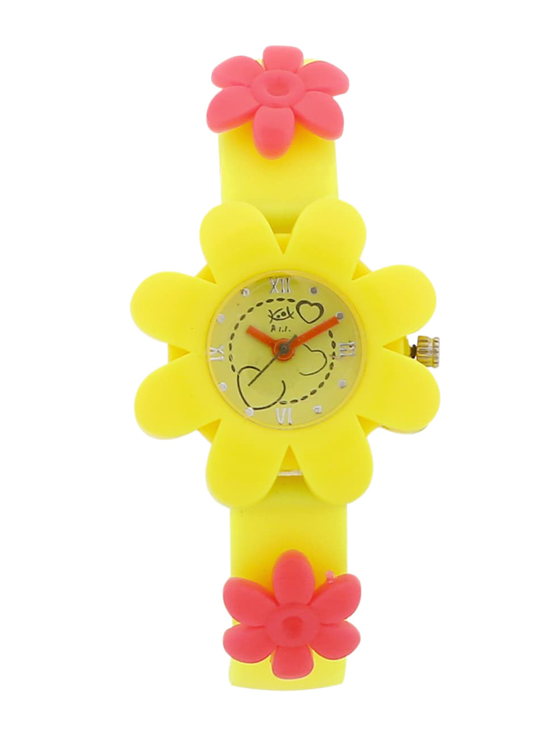 Kool Kidz Unisex Kids Yellow Printed Dial & Yellow Straps Analogue Watch