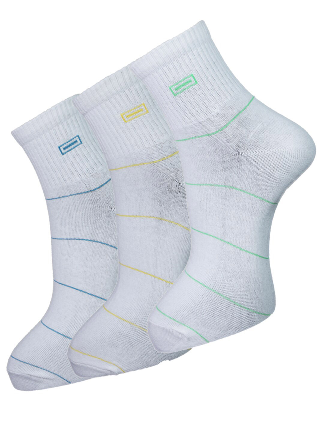 Dollar Socks Men Pack Of 3 White Striped Cotton Socks