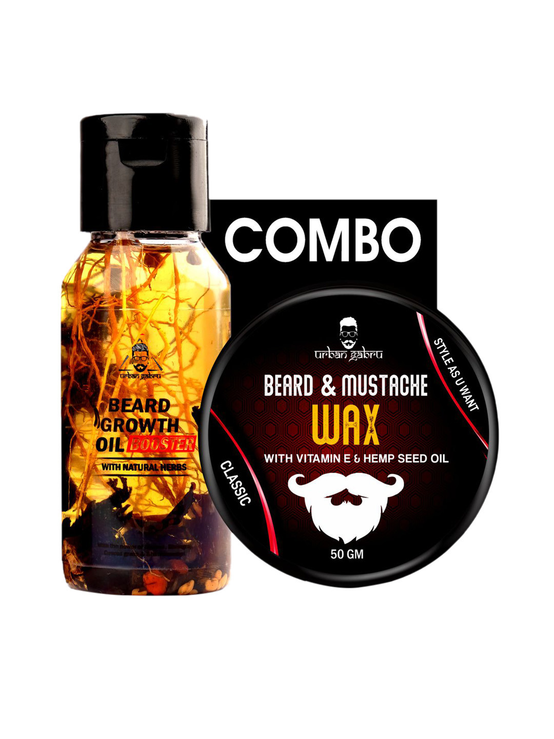URBANGABRU  Men Beard Booster Oil & Beard Wax 110ml
