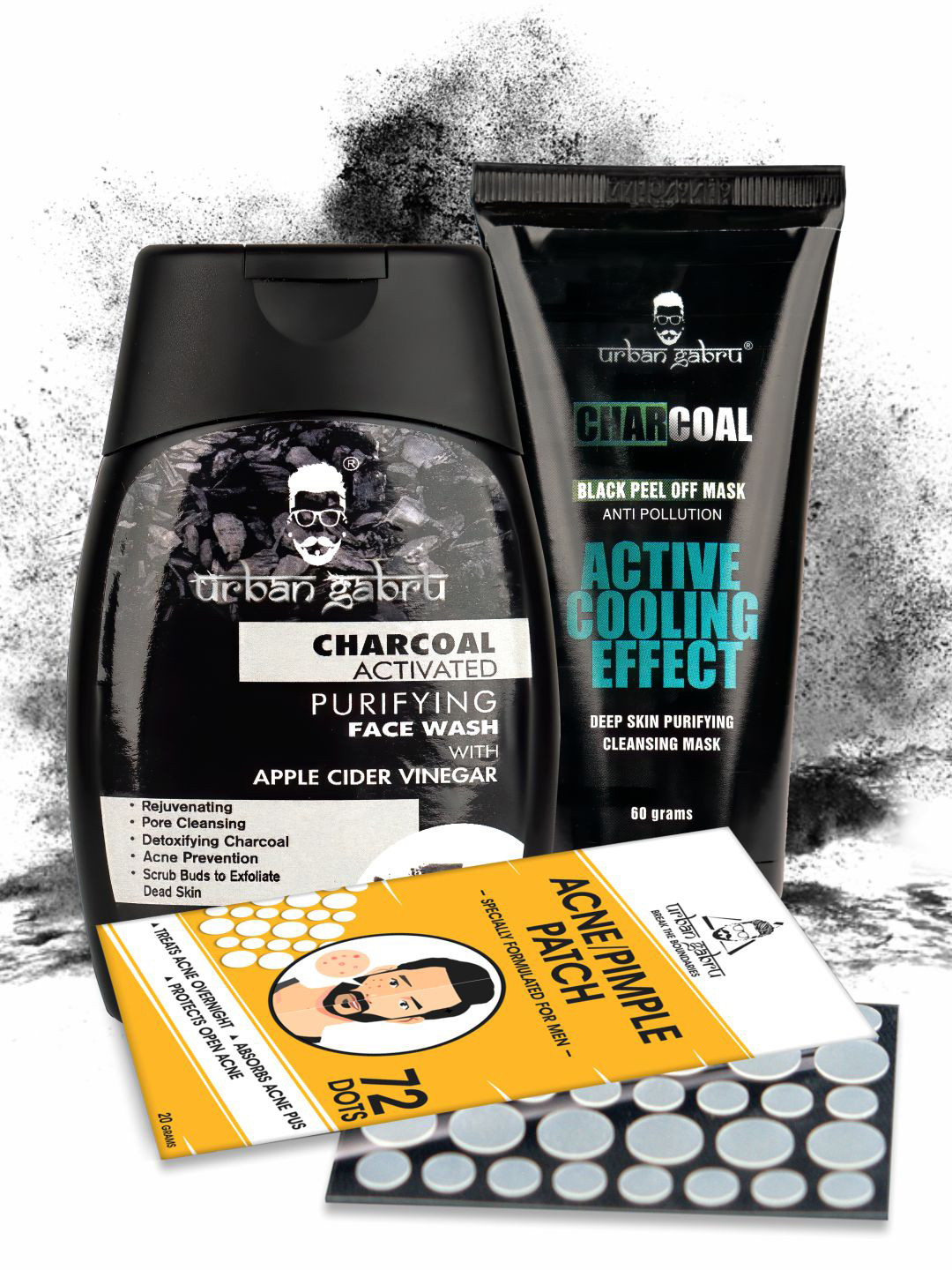 URBANGABRU Charcoal Activated Rejuvenating Purifying Face Wash Pack & Pimple Patch