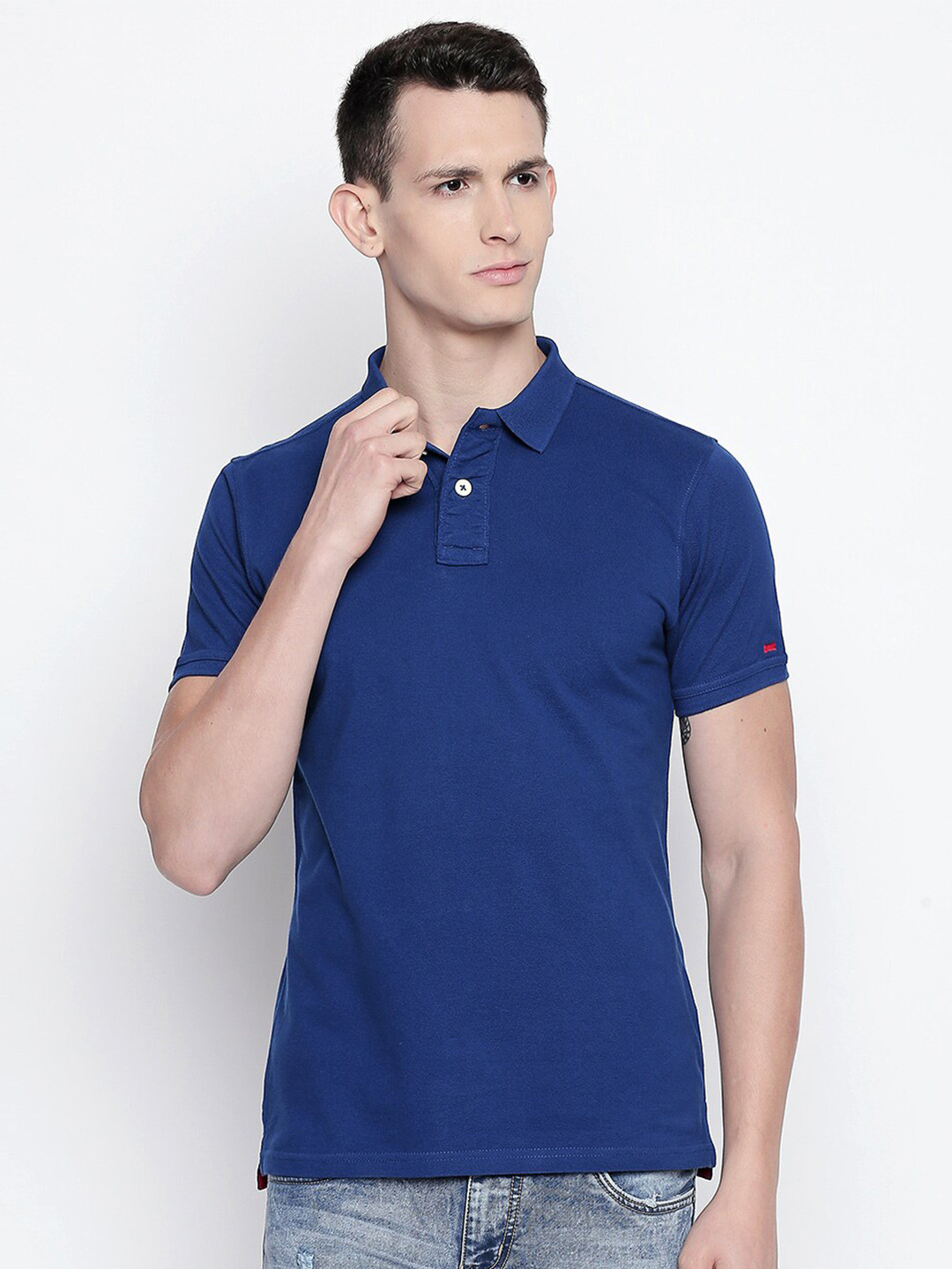 Basics Men Blue & mykonos blue Slim Fit T-shirt