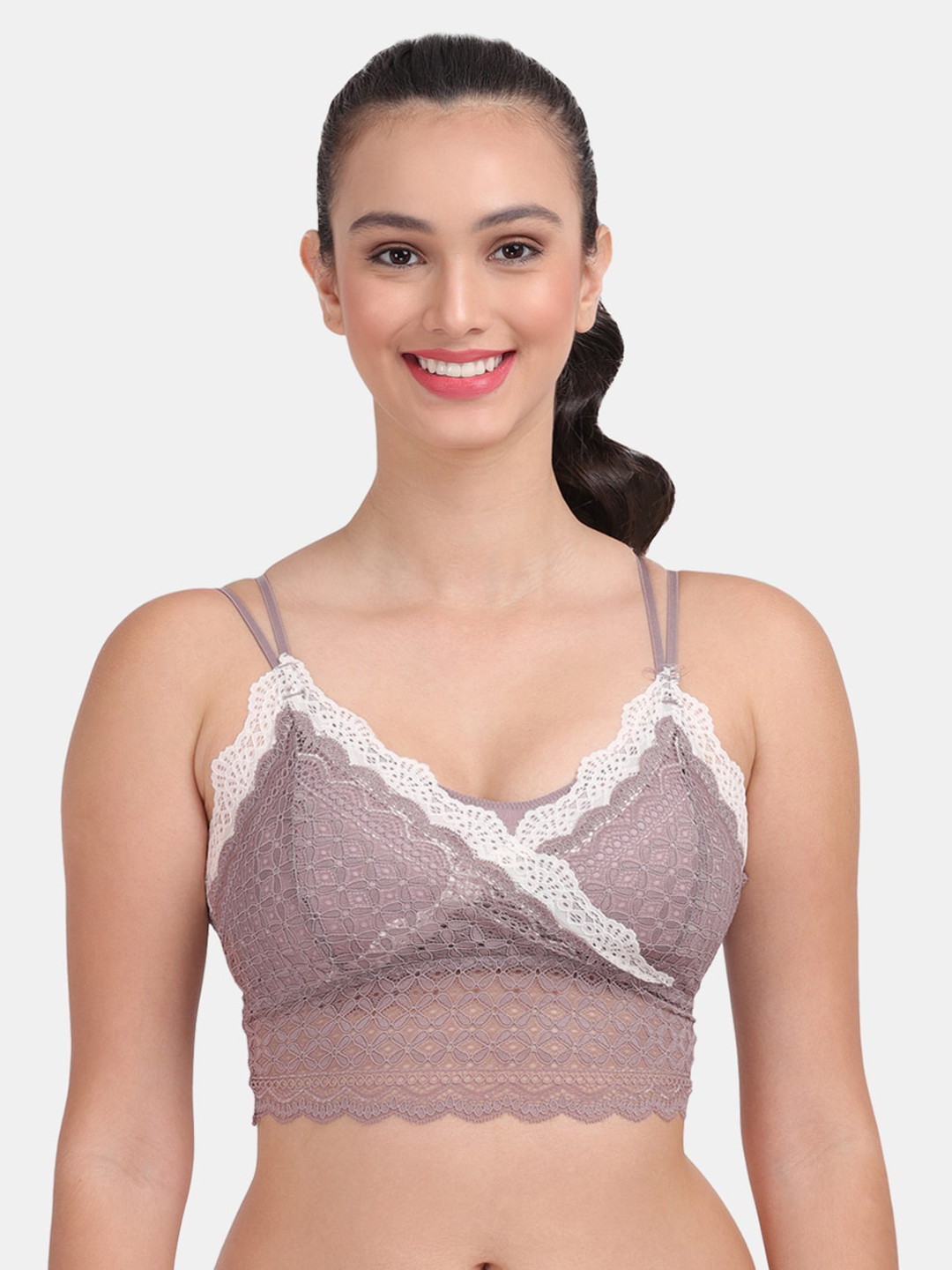 Amour Secret Mauve & White Floral Bralette Bra