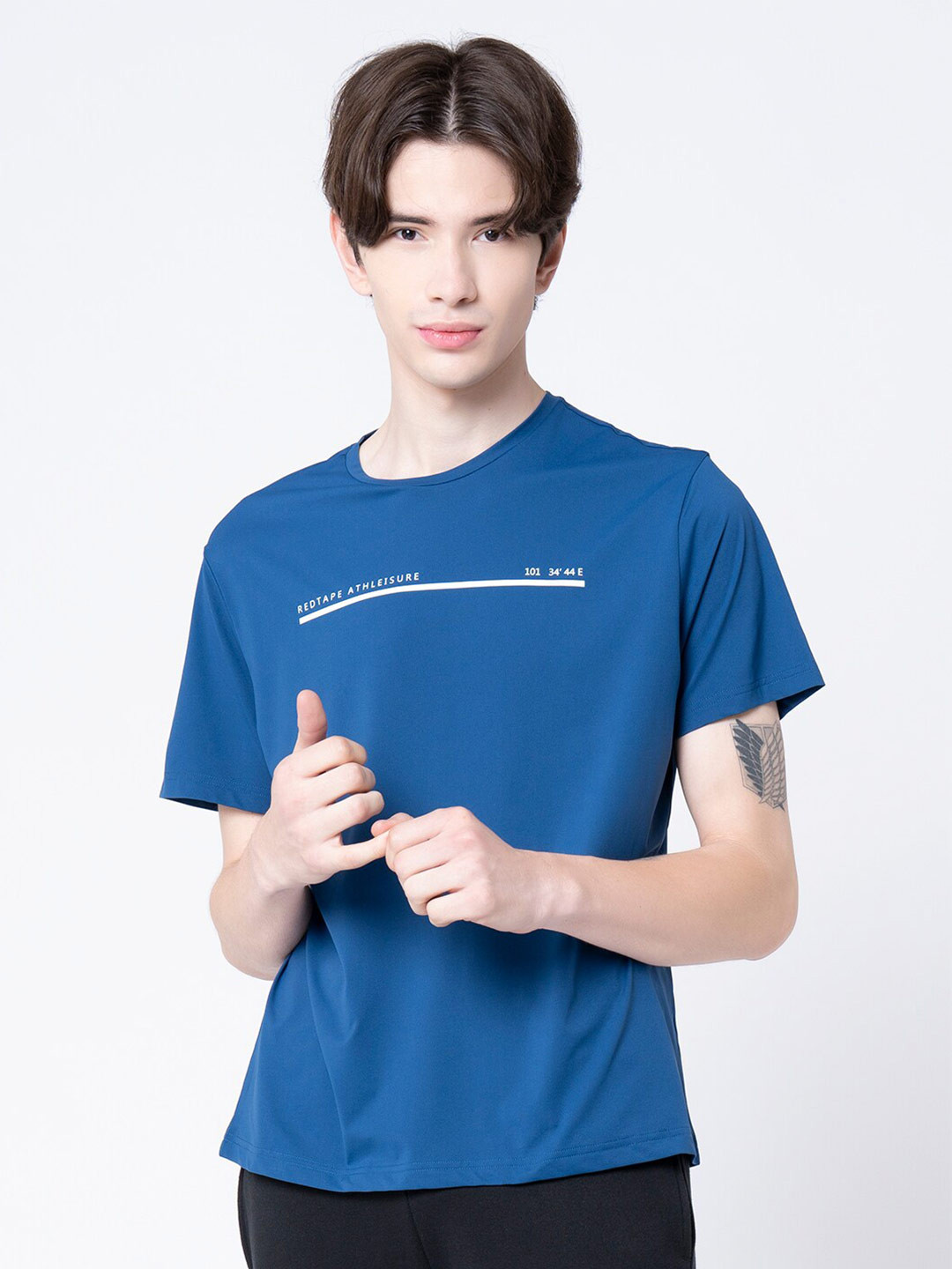 Red Tape Men Blue Graphic Print Activewear T-Shirt