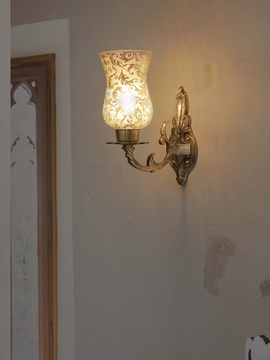 Fos Lighting Gold-Toned & White Meena Aluminium Single Light Wall  Lamps