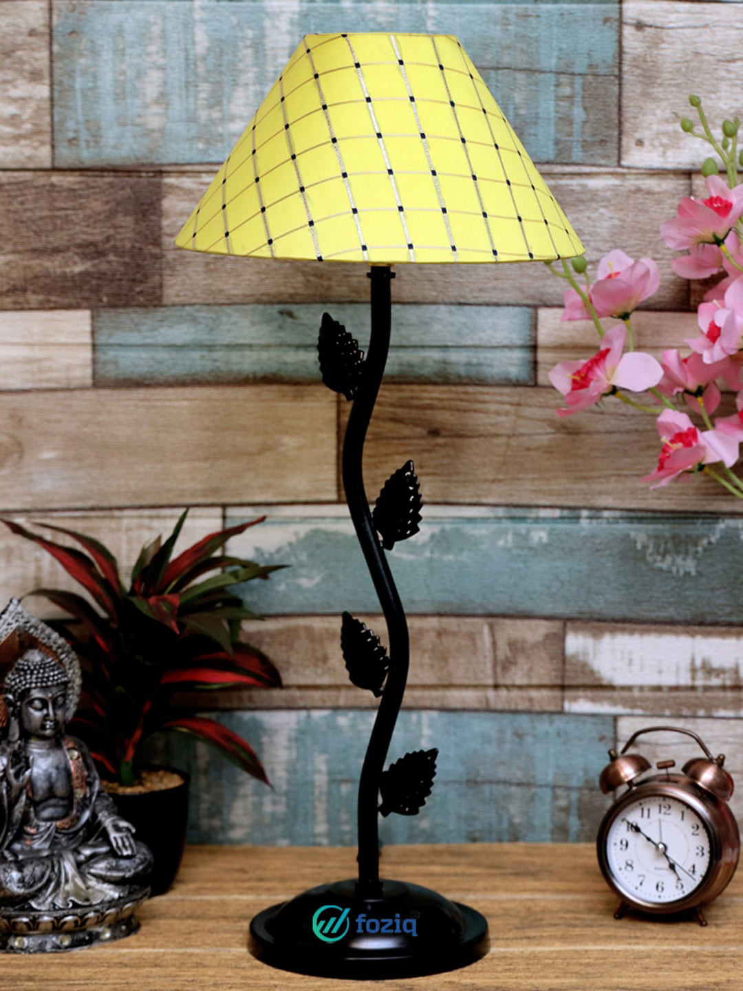 foziq Black Textured Bell shaped Contemporary Table Lamps