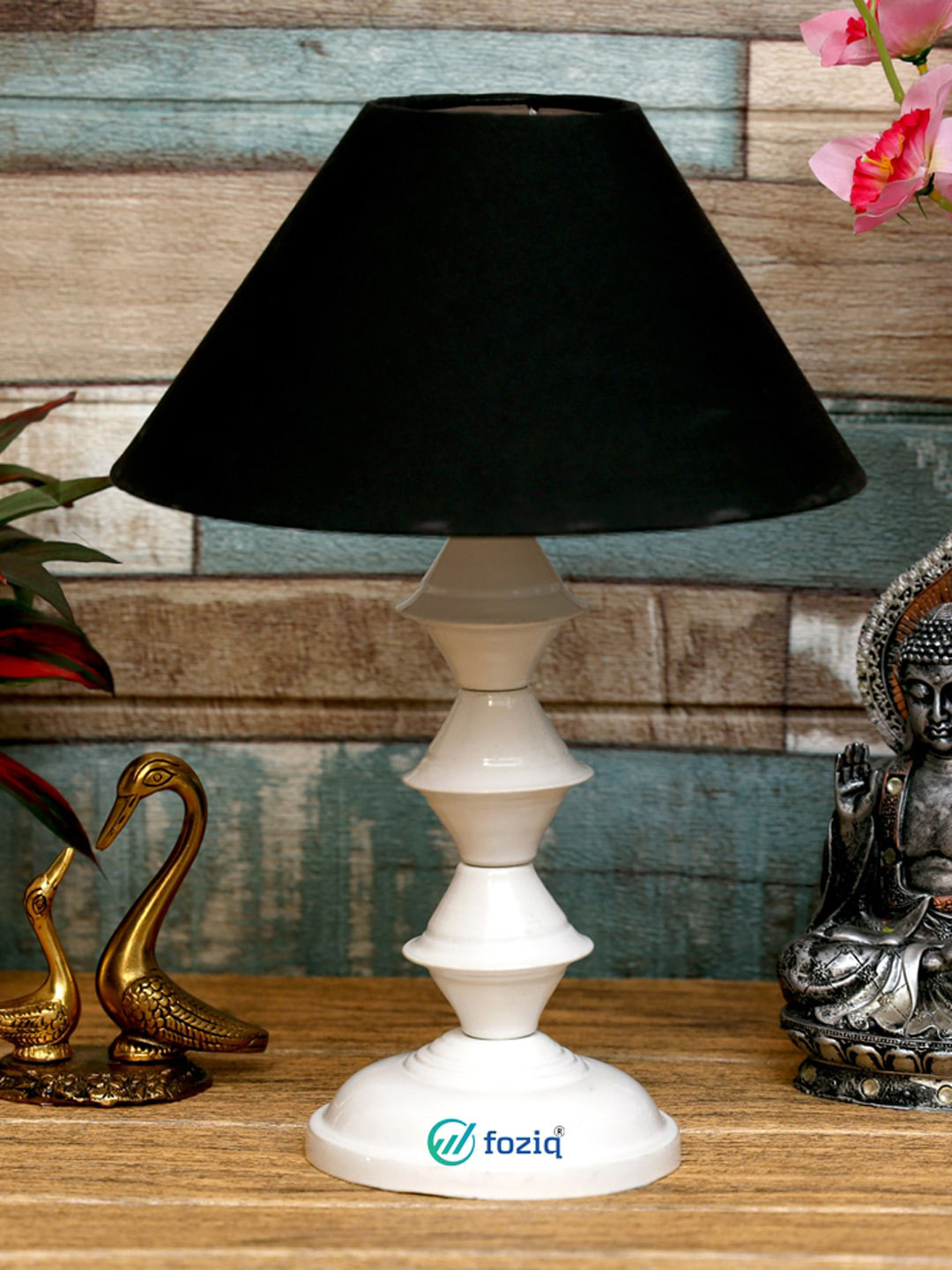 foziq White & Black Solid Metal Contemporary Table Lamps