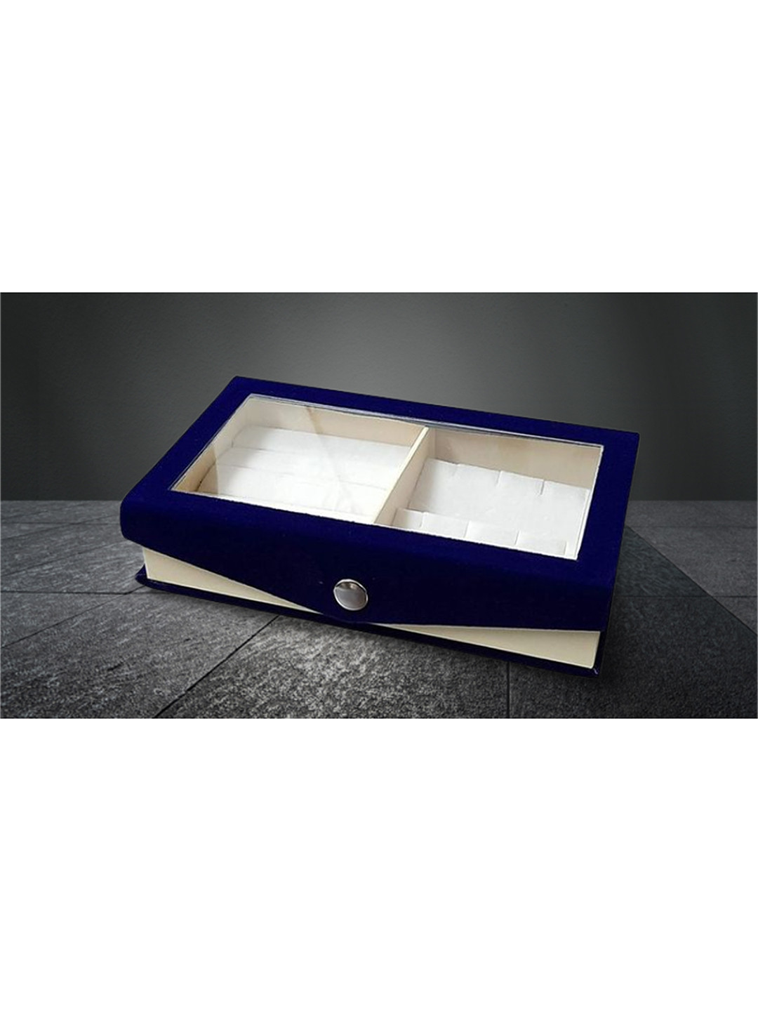 atorakushon Blue & White Solid Wooden Jewellery Organizer Box