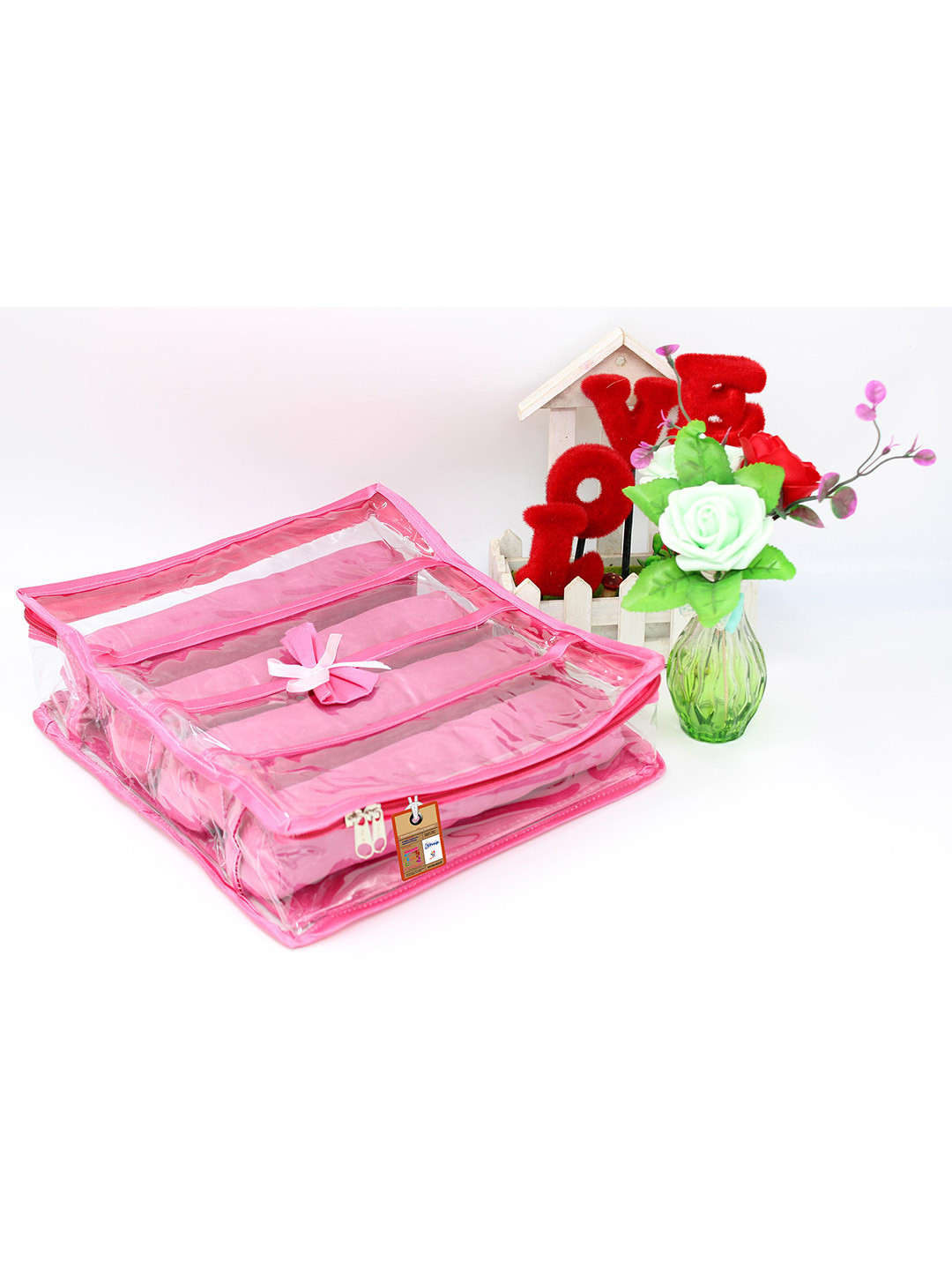 atorakushon Pink & Transparent Striped Bangle Organisers