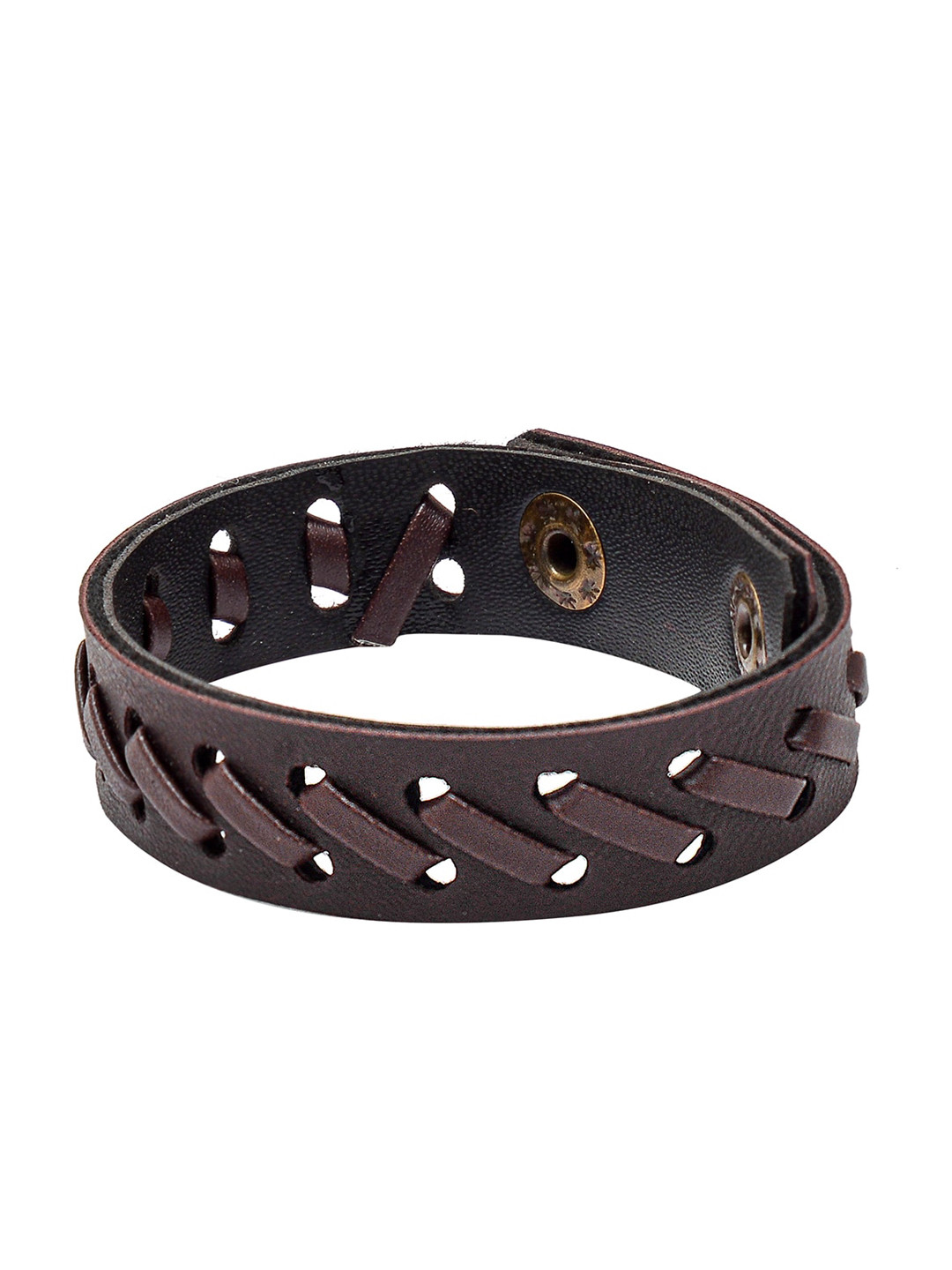 bodha Men Brown Leather Opal Wraparound Bracelet