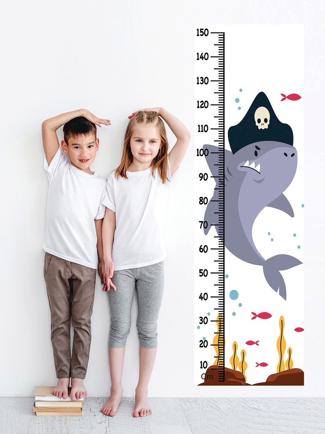 WENS Shark Height Growth Chart Wall Sticker