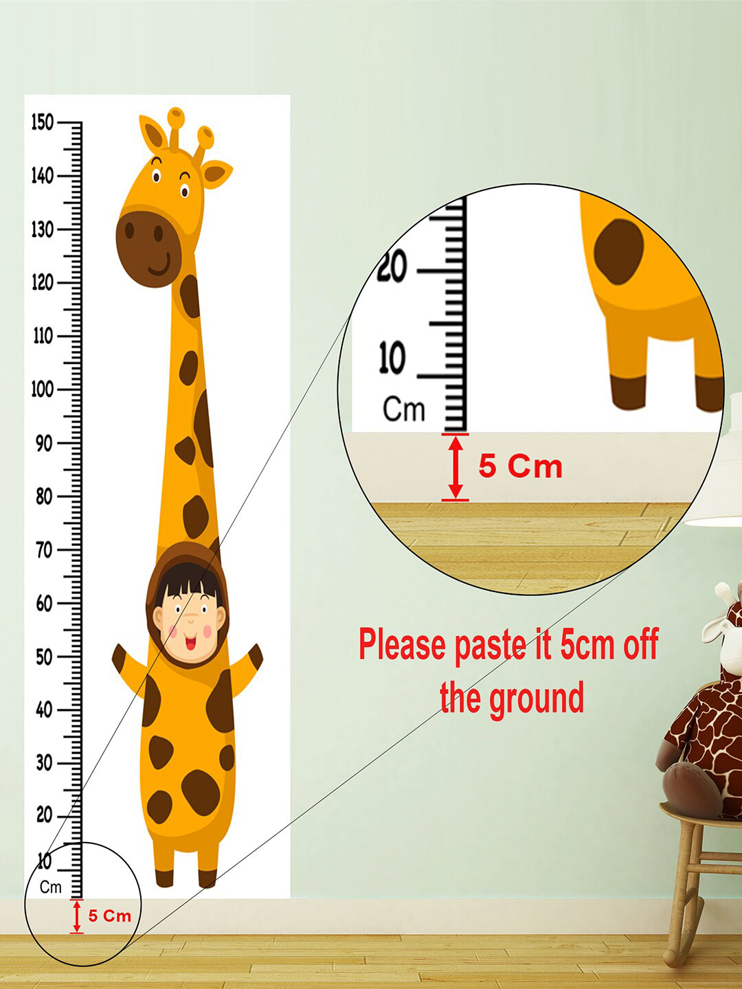 WENS White & Green Dreaming Dino Printed Height Chart Wallpaper