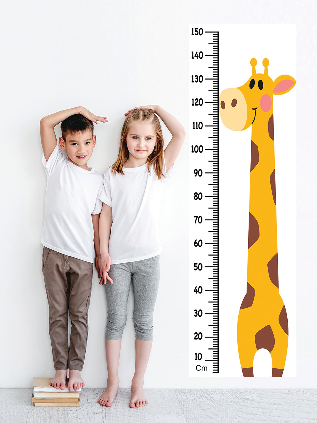 WENS Yellow Tall Giraffe Height Chart Wall Sticker