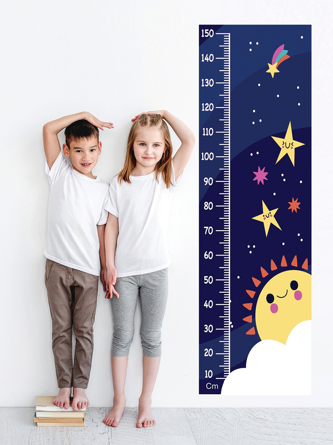 WENS Kids Navy Blue Conventional Print Height Chart Wall Sticker