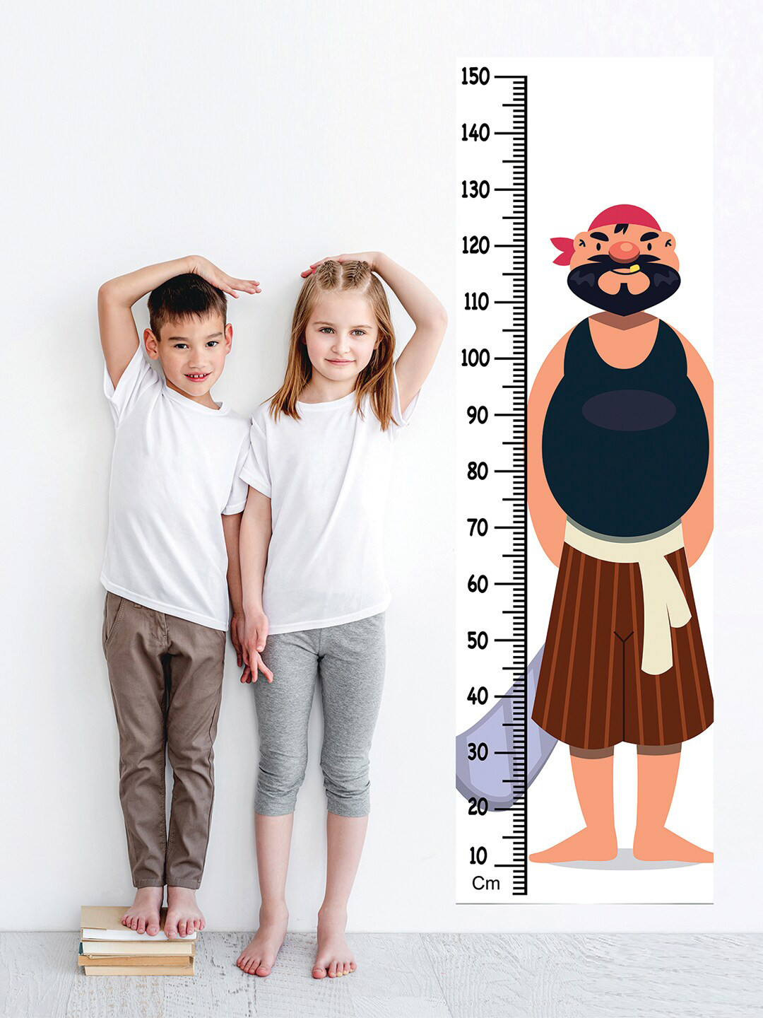 WENS Kids White Cartoon Height Chart Vinyl Wall Sticker