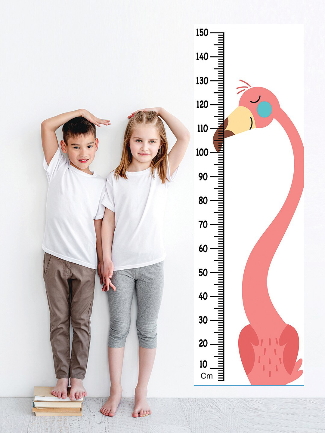 WENS Pink & White Ostrich Printed Height Chart