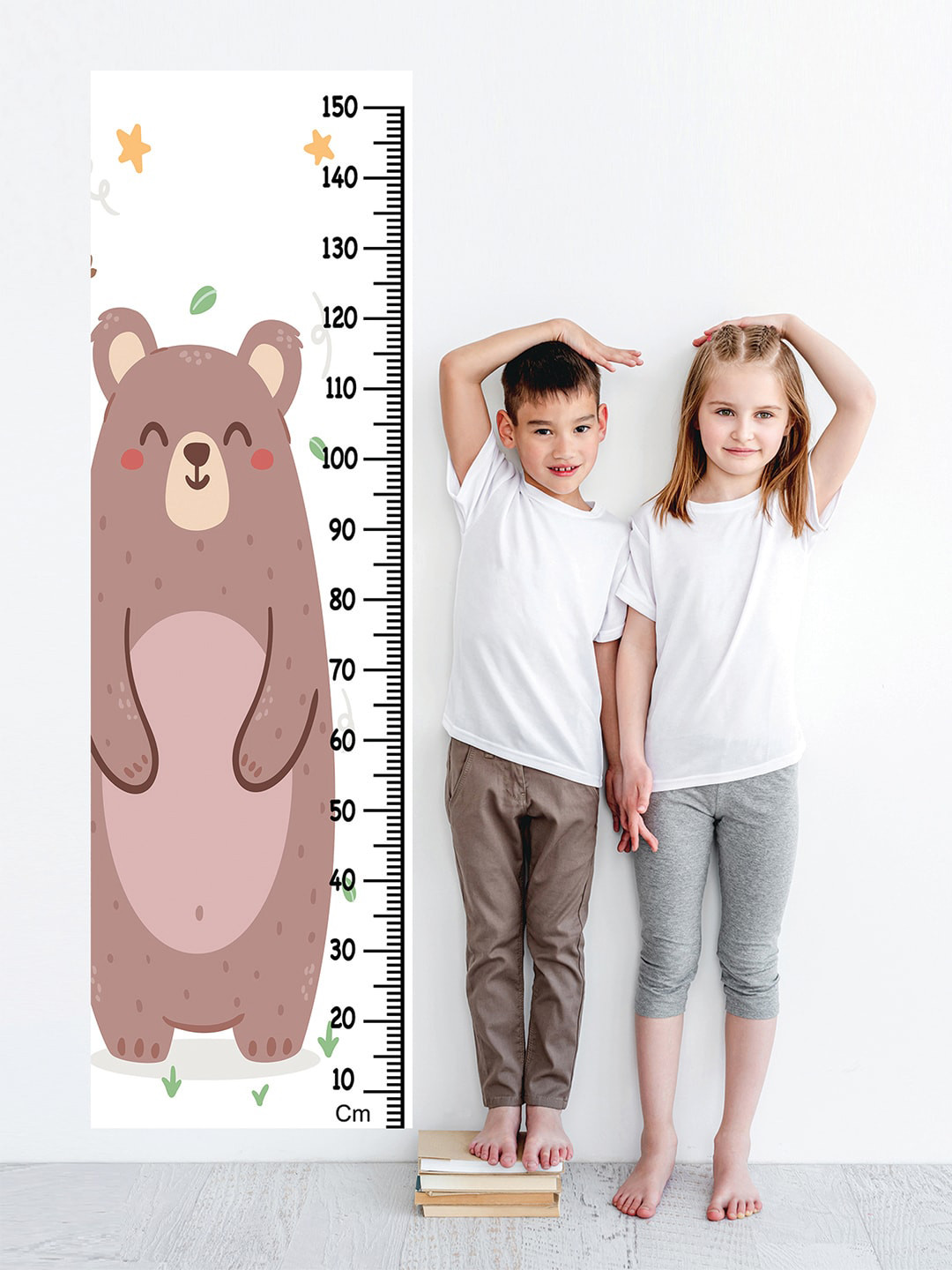 WENS Multicoloured Cute Bear Giraffe Height Chart Wall Decal