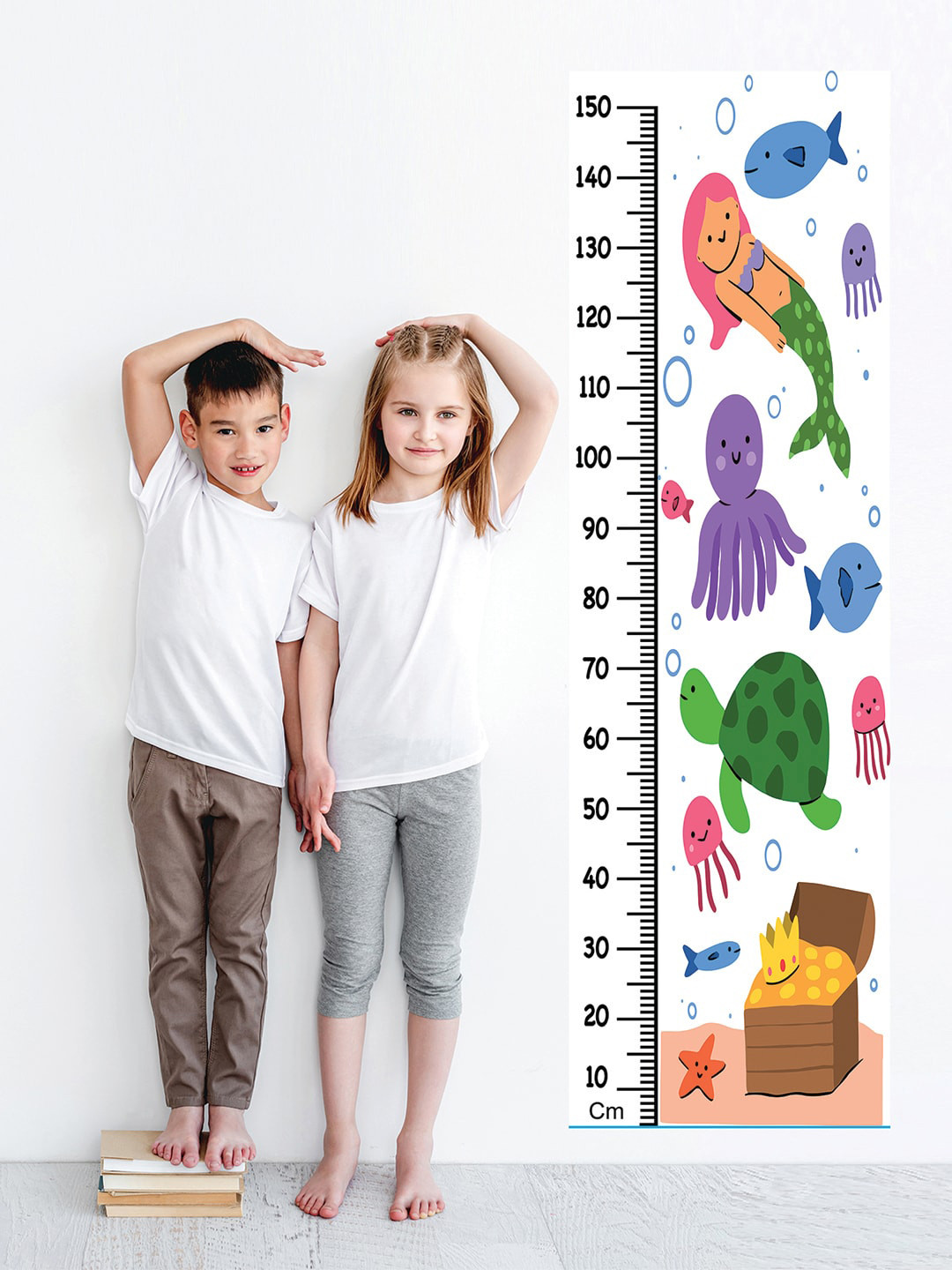 WENS White & Black Height Growth Chart Wall Sticker