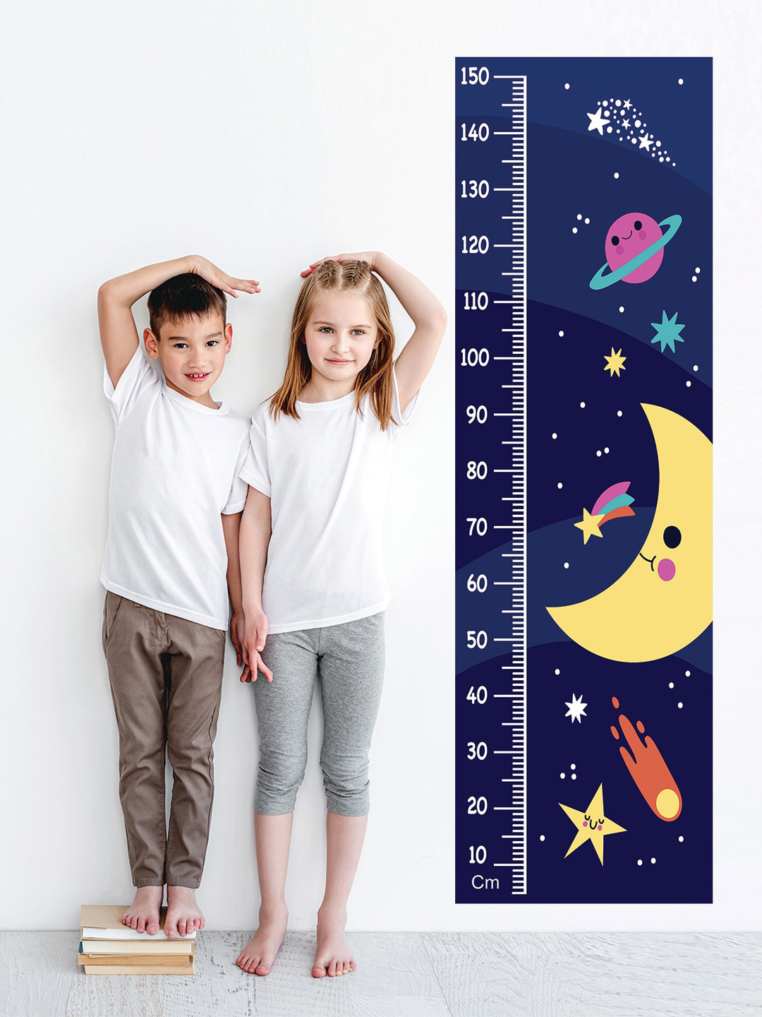 WENS Height Growth Blue Chart Wall Sticker