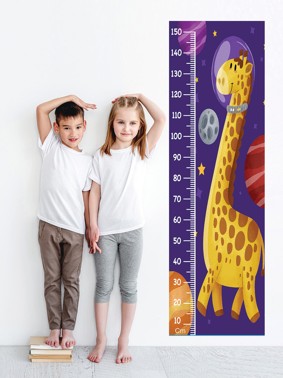 WENS Yellow Giraffe Height Chart Wall Sticker