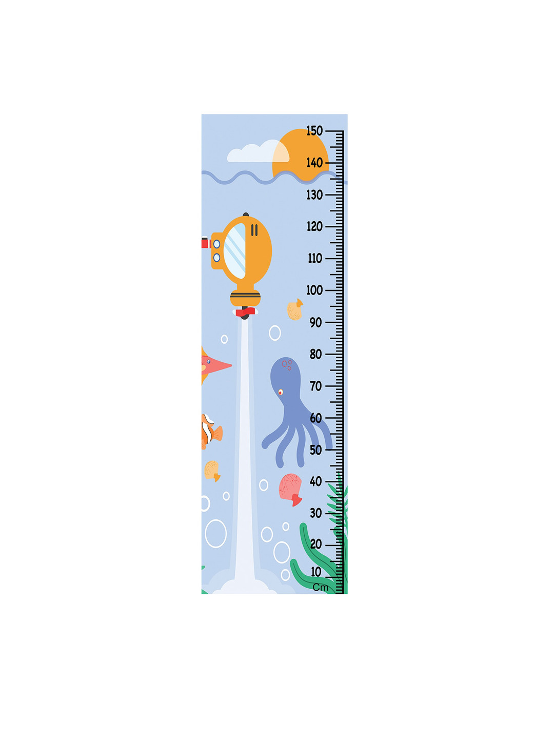 WENS Unisex Multicoloured Under Sea Nature Height Chart Wall Decal