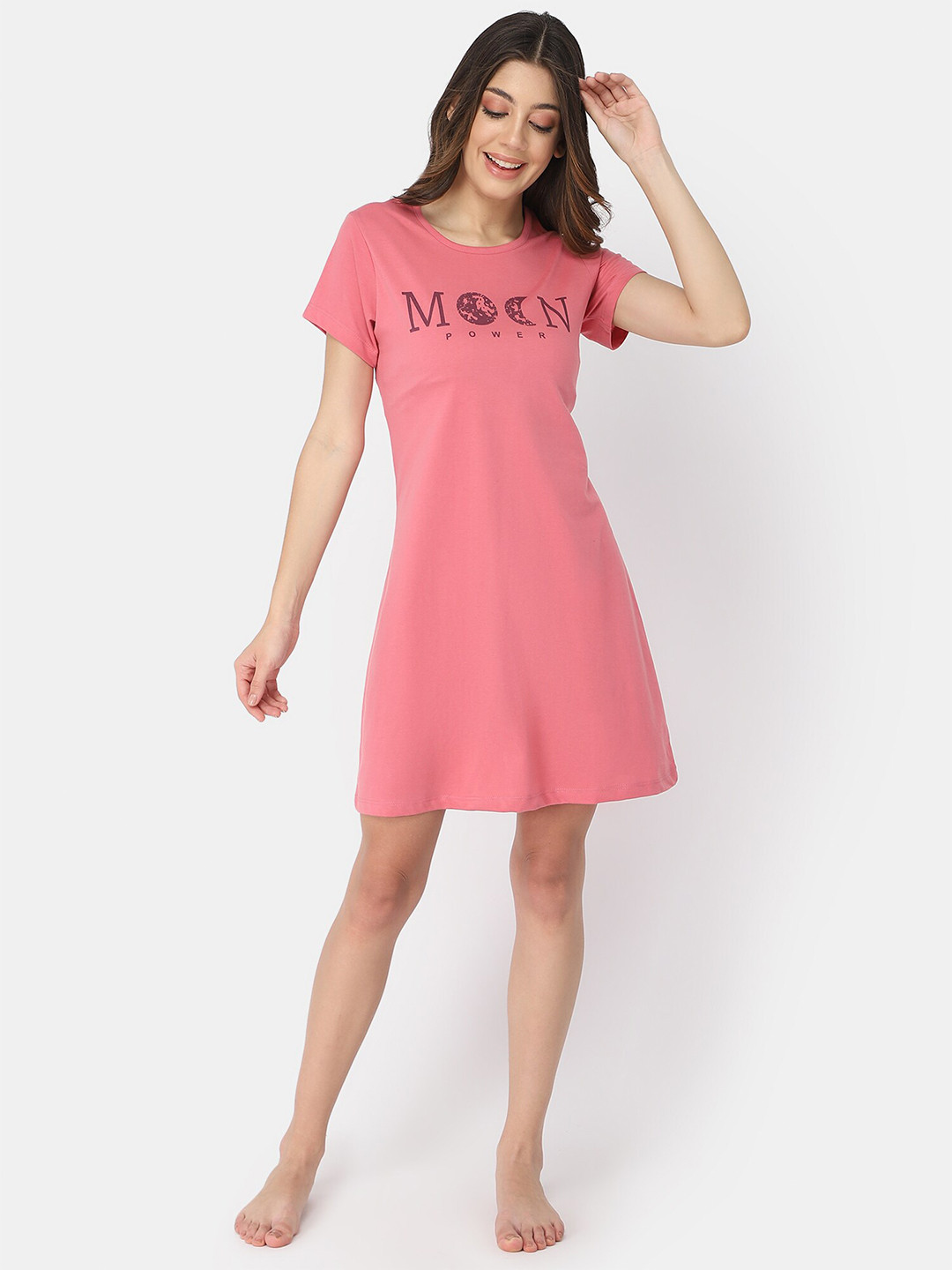 Bell Paper WOMEN Pink Printed Cotton Nightdress
