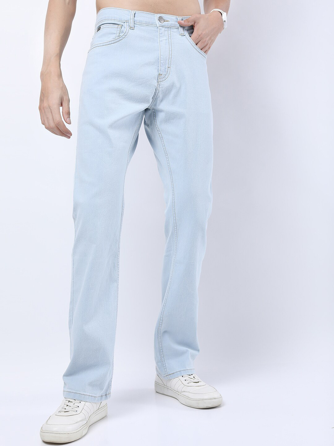 KETCH Men Blue Solid Bootcut Clean look Stretchable Jeans