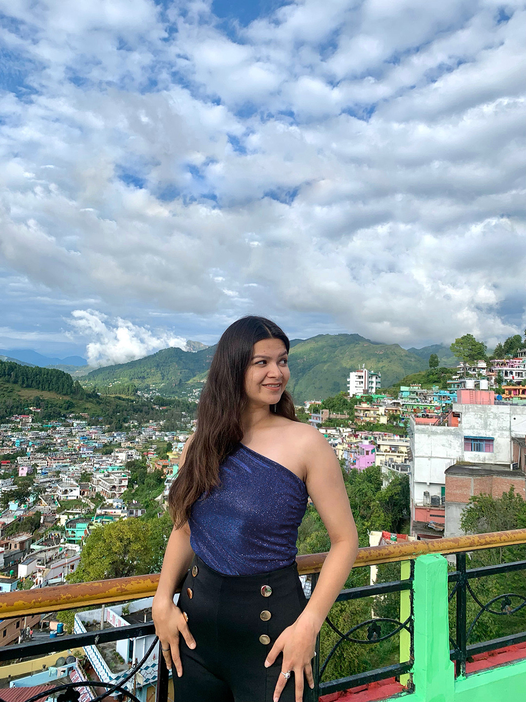 Tokyo Talkies Women Blue One Shoulder Top