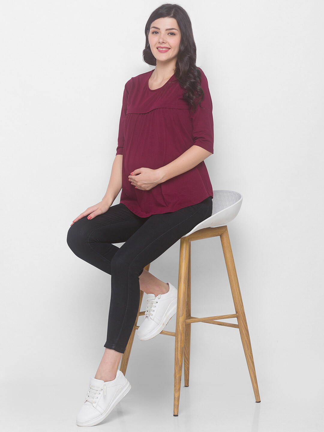 AV2 Maternity Women Maroon Pure Cotton Top