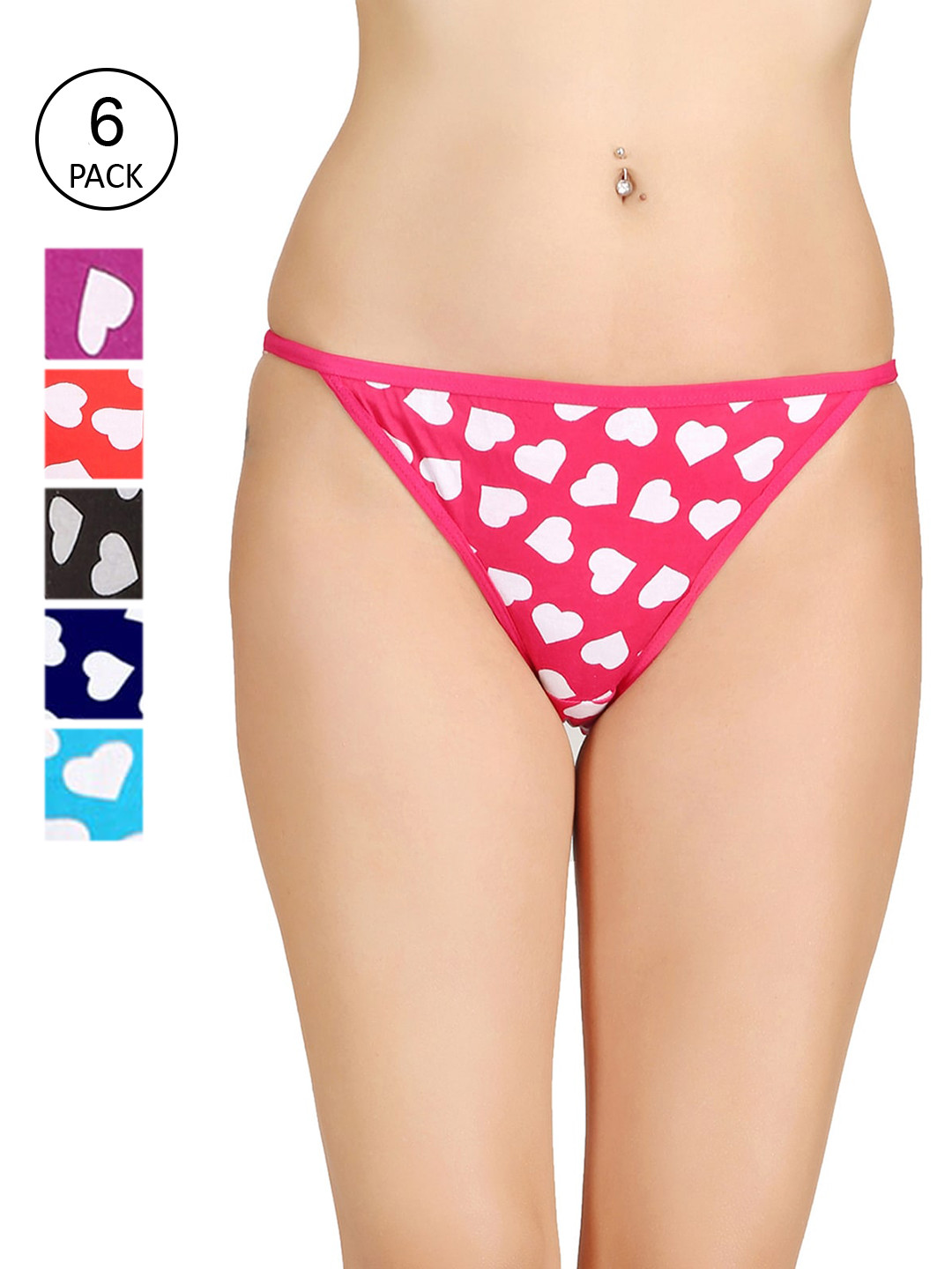 AROUSY Women Pack Of 6 Printed Thongs Briefs