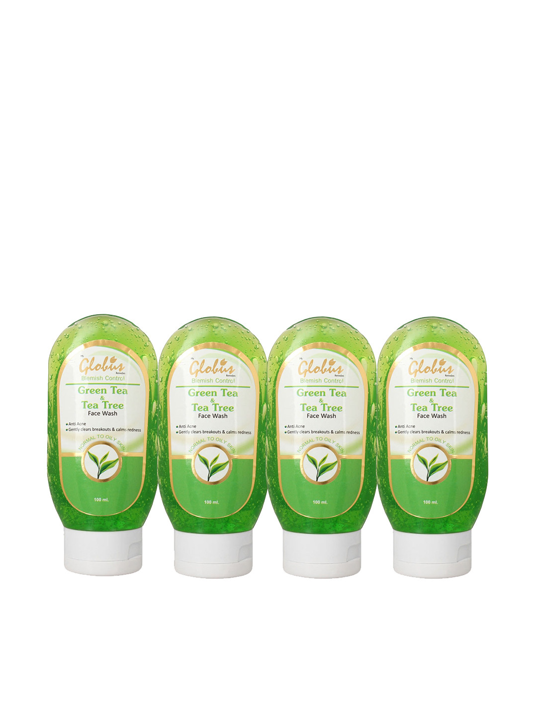 Globus Remedies Set of 4 Blemish Control Green Tea & Tea Tree Face Wash - 100 ml Each