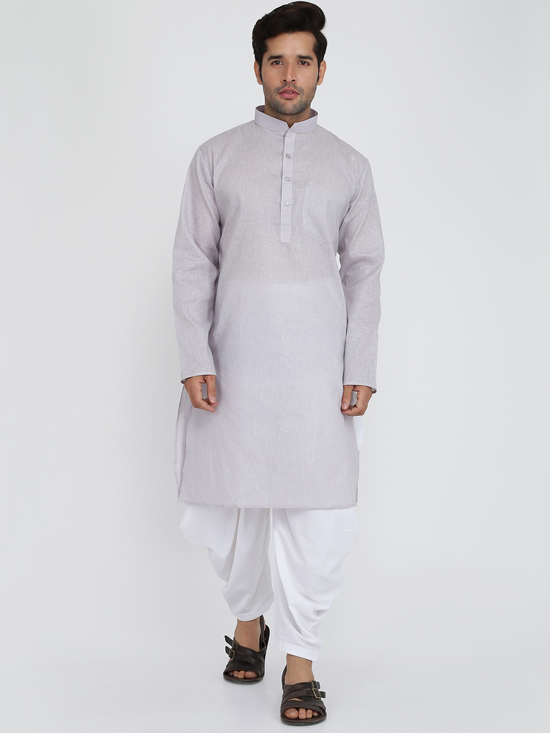 ROYAL KURTA Men Grey Flared Sleeves Kurta