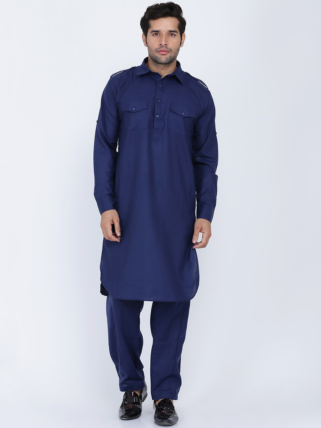 ROYAL KURTA Men Blue Pathani Kurta