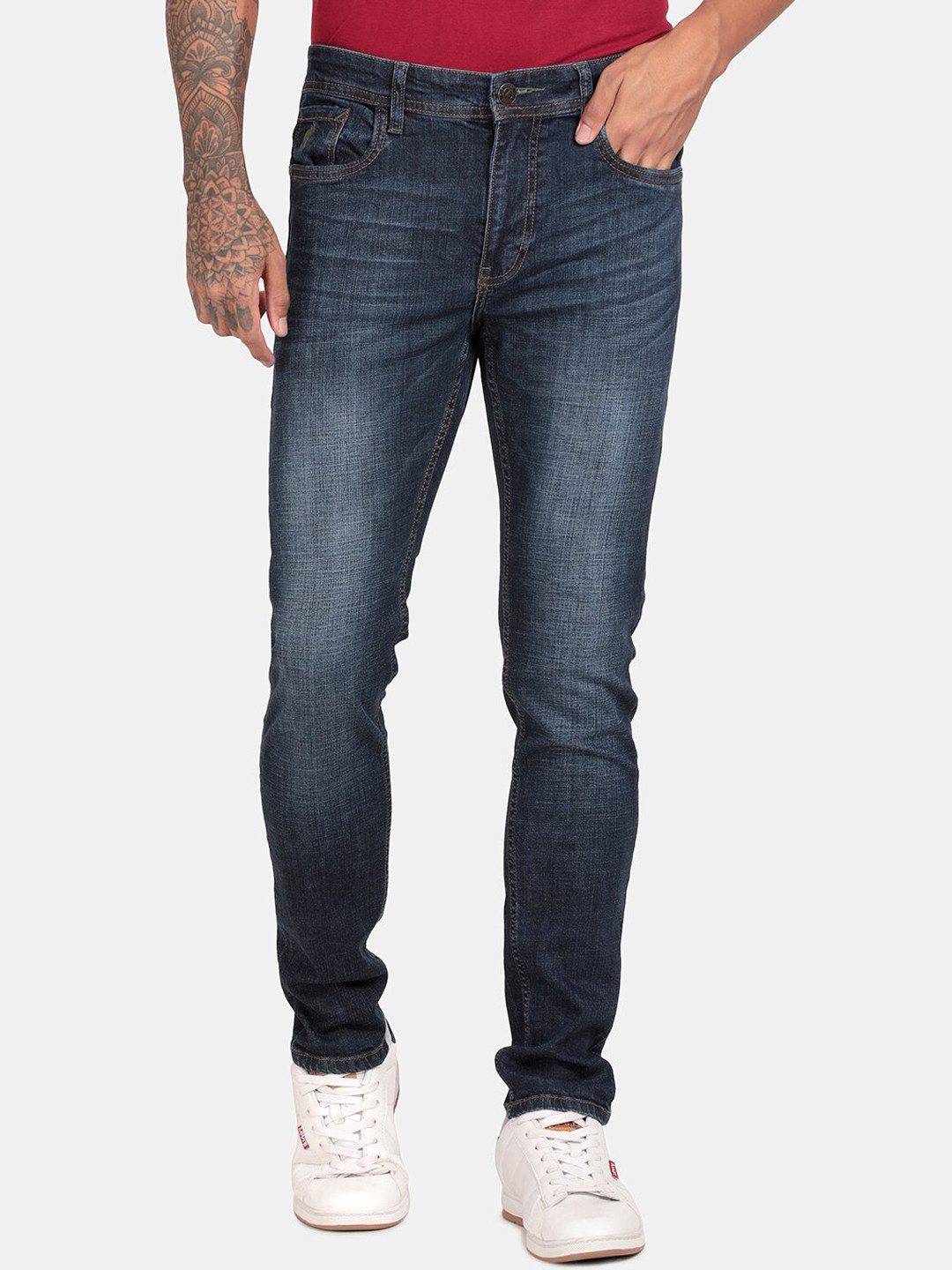 RUG WOODS Men Blue Light Fade Stretchable Jeans