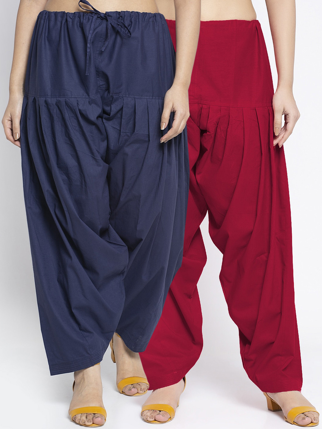 Jinfo Women Pack Of 2 Solid Loose Fit Cotton Salwar