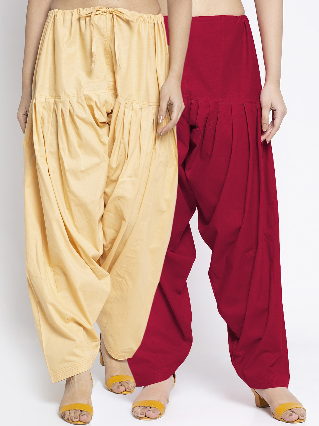 Jinfo Women Pack Of 2 Solid Loose-Fit Cotton Salwar