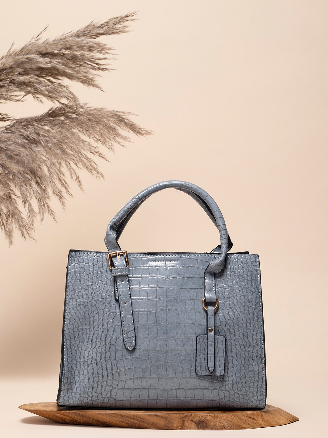 HAUTE SAUCE  Grey Textured Structured Handheld Bag