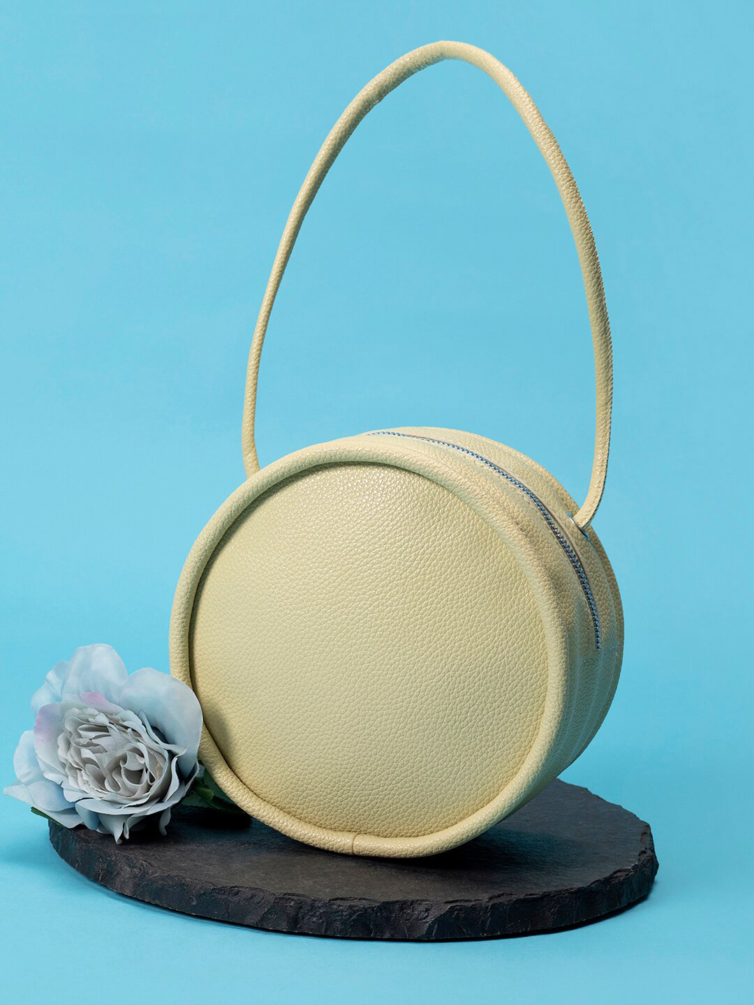 HAUTE SAUCE  Beige PU Half Moon Shoulder Bag with Quilted