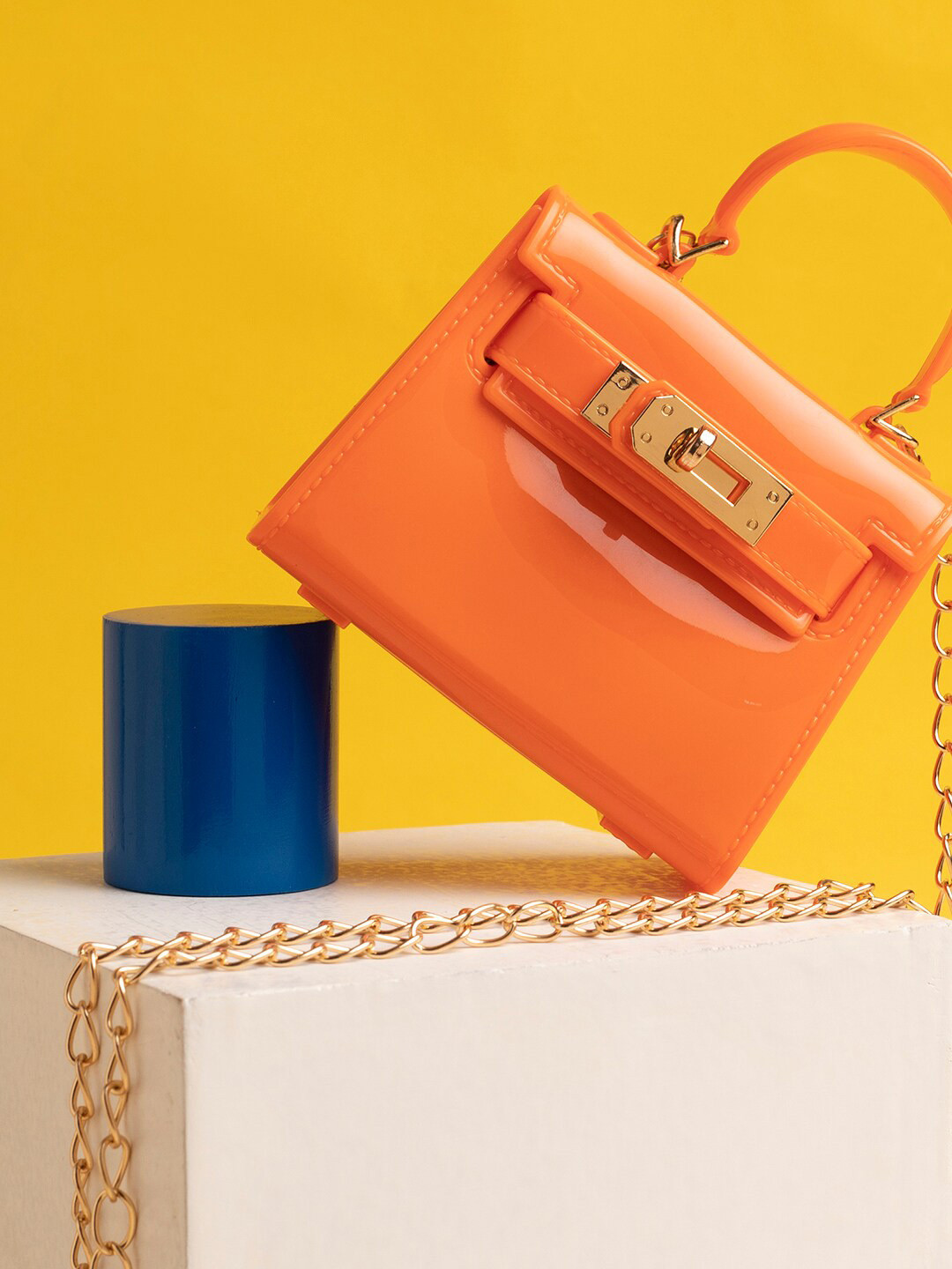 HAUTE SAUCE  Orange Structured Satchel Bag