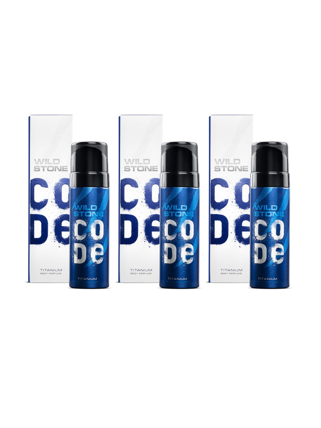 Wild stone code  Men Set of 3 Code Titanium No Gas Body Perfume Deodorants - 150 ml Each