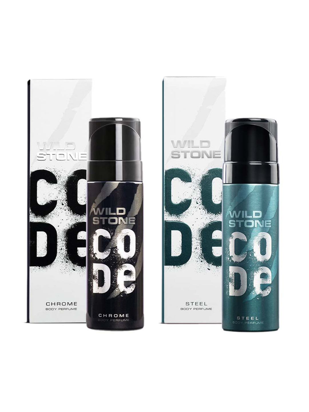 Wild stone code  Men Set of 2 Long Lasting Code Body Deodorant - Steel & Chrome - 150 ml Each