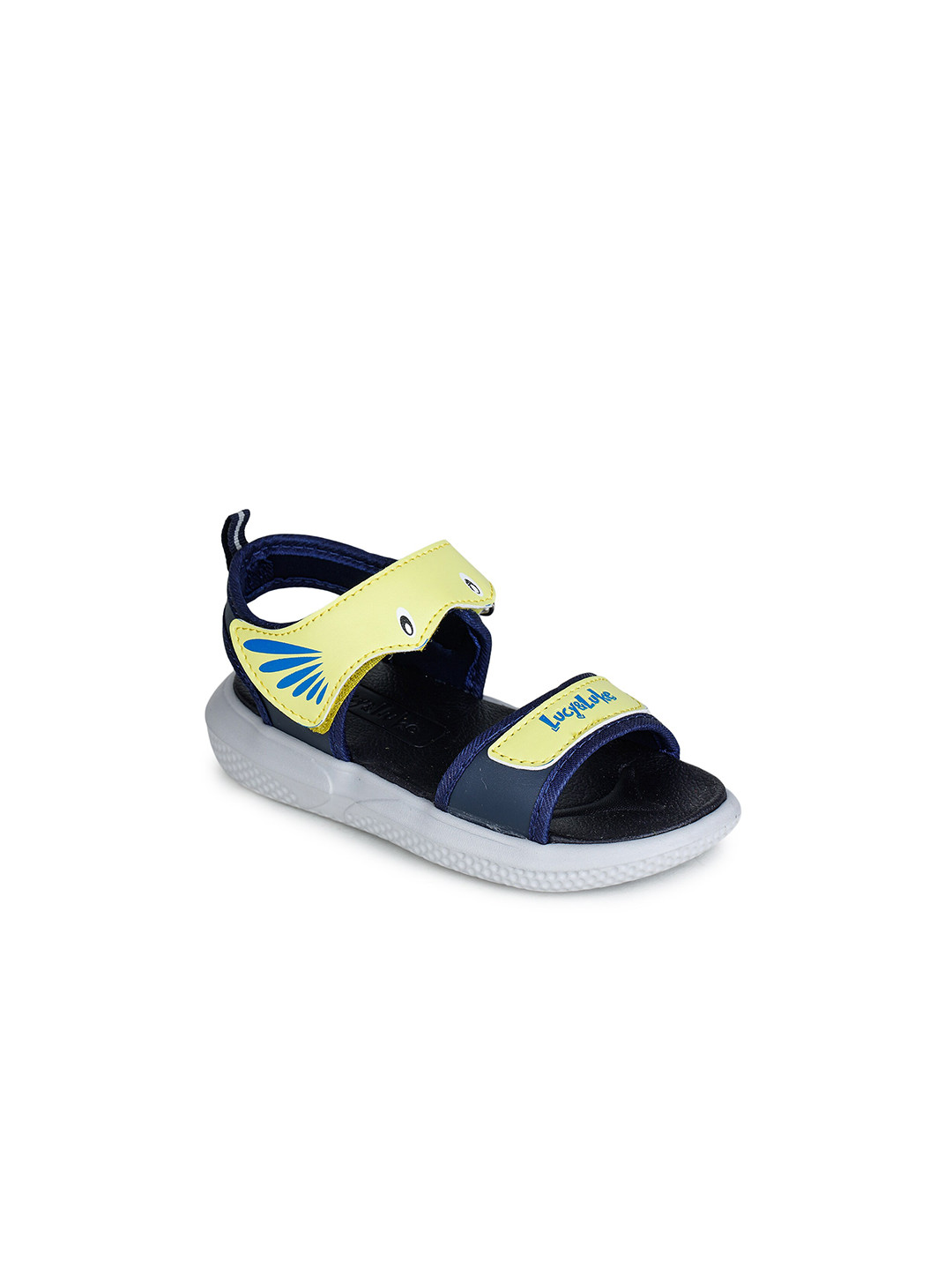 Liberty Kids Yellow & Black Printed Sports Sandal