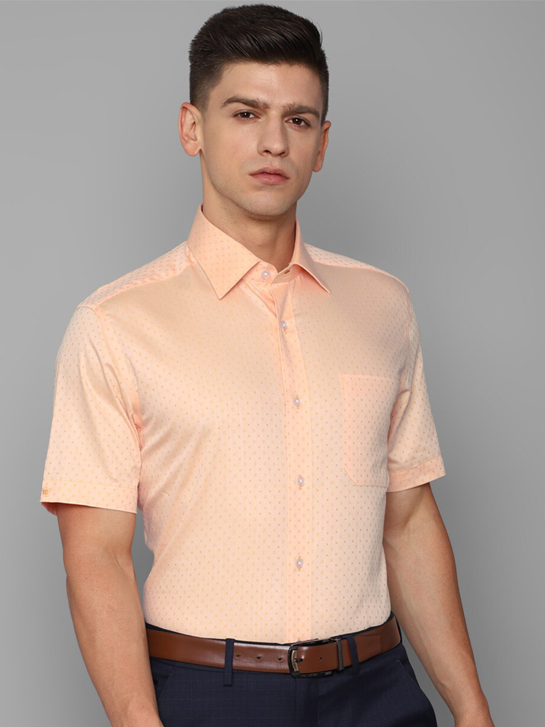 Louis Philippe Men Peach-Coloured Formal Shirt