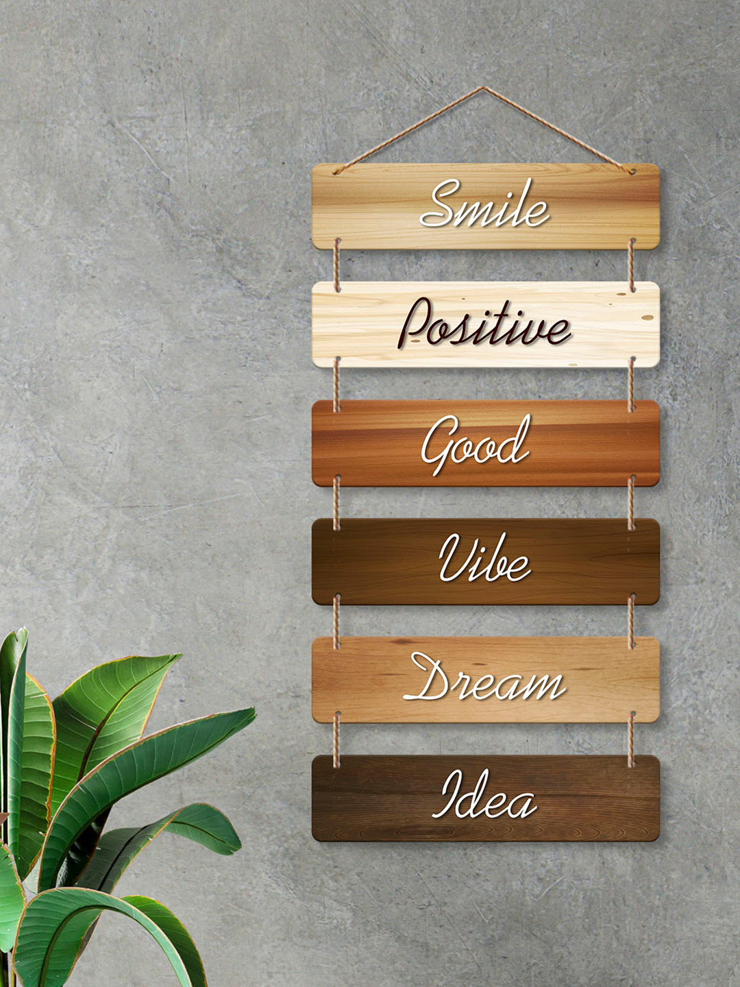 ArtVibes Positive Quotes Wood Matte Hanging Hall Wall Hangings-12.2In