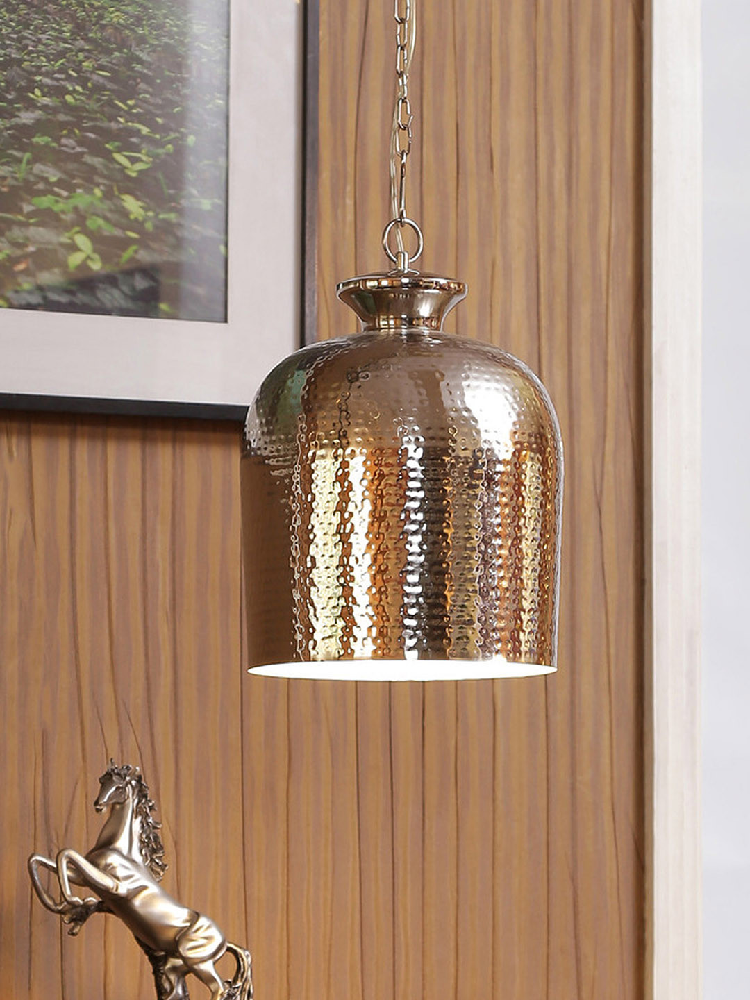THE LIGHT STORE Steel-Toned Textured Hanging Light