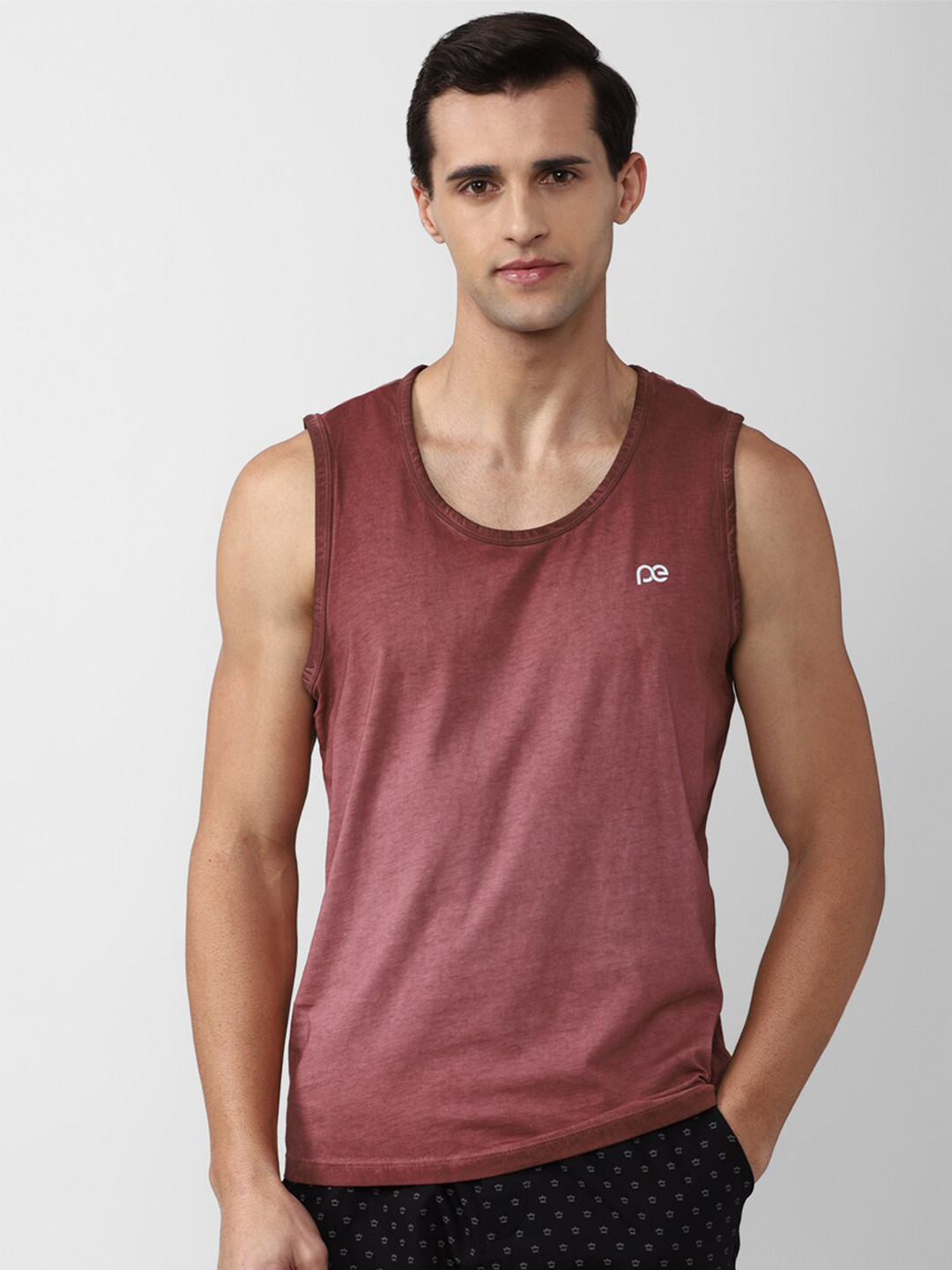 Peter England Men Maroon Tank Top & Plus Size