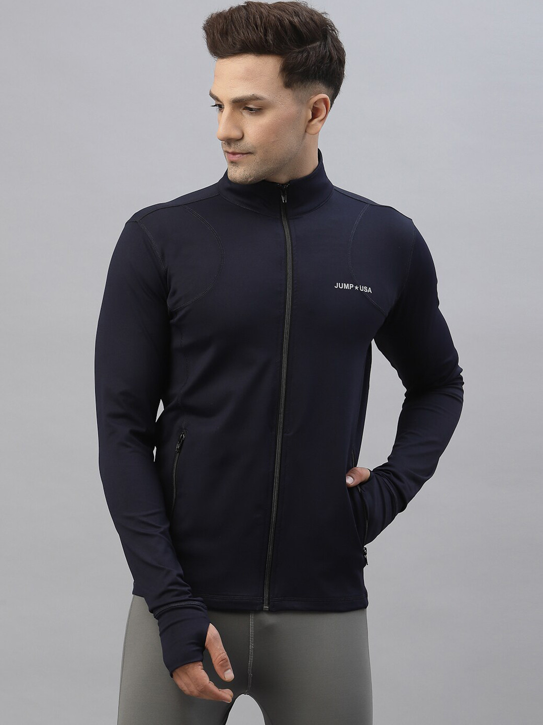 JUMP USA Training Men Navy Rapid-Dry Solid Jackets